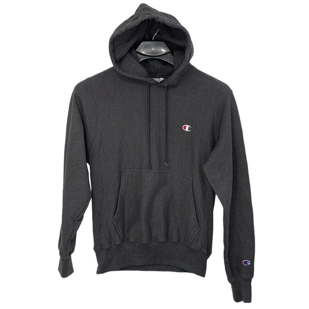 Champion Reverse Weave men’s Small dark grey hoodie sweatshirt. EUC